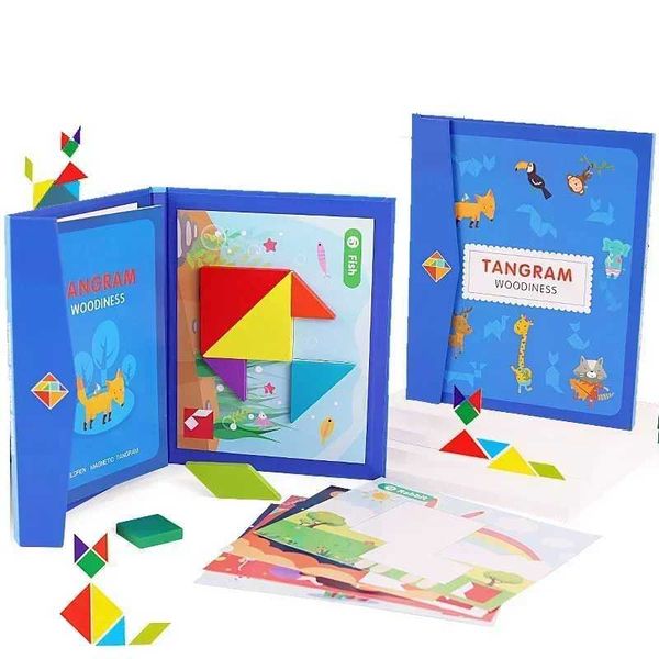Magnetic Jigsaw Puzzle Toy for Kids Puzzles 3D Tangram Kids Education Toys Wooden Montessori Educational for Children Y240801