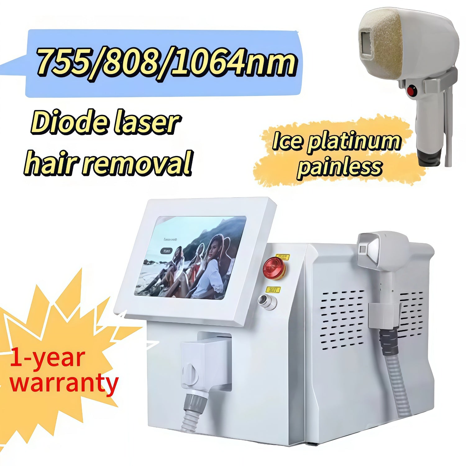 2025 Professional 3 Wavelength High Power Alexandrite 755nm 808nm 1064nm Diode Laser Hair Removal Machine Suitable for home and beauty salon