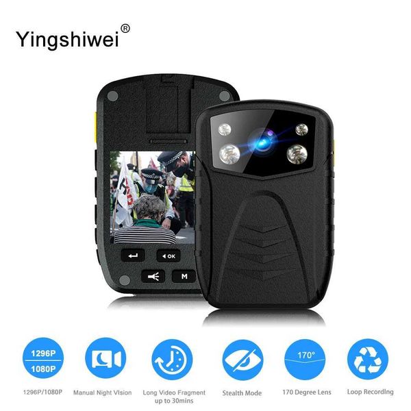 Sports Action Video Cameras Yingshiwei A2 IP67 Waterproof 1296P HD Law Enforcement Bodycam Chest Recorder Police Security Wearable Digital B
