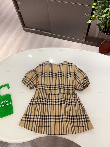 Luxury lapel girls skirt Elastic cuff design summer Princess dress kids designer clothes Multi-color option Short sleeve baby partydress