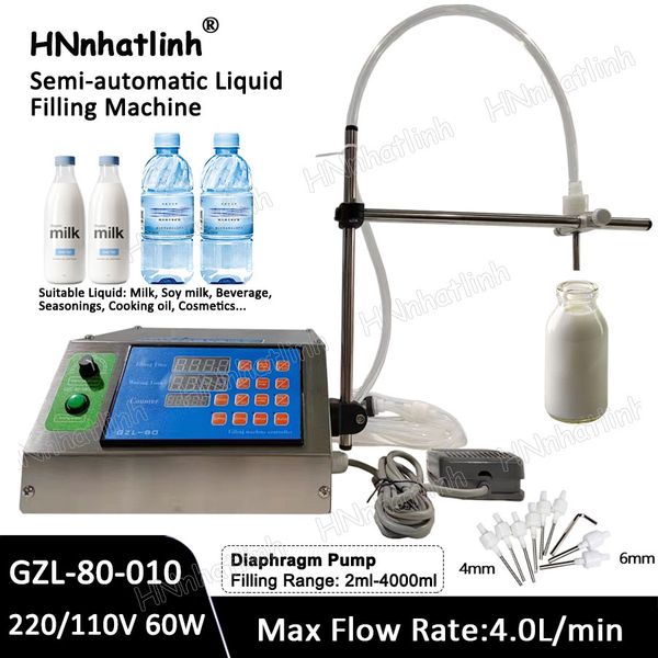 GZL-80 Single Nozzle Bottle Filling Machines Semi-automatic Liquid Vial Desk-top Diaphragm Pump Filling Machine for Juice Beverage Oil Perfu