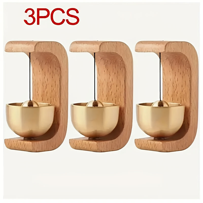 TEMU Art Brass Wind Wireless Doorbell Solid Wood Doorbell Chime Entrance Pendant Home Decor Suitable For Refrigerator, Room, Porch, Garden, Backyard,