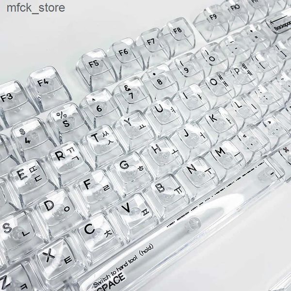 Keyboards Korean Transparent Keycap Set PC Shine Through Backlit Keyca CBSA Profile For MX Switch Mechanical Keyboard J241204