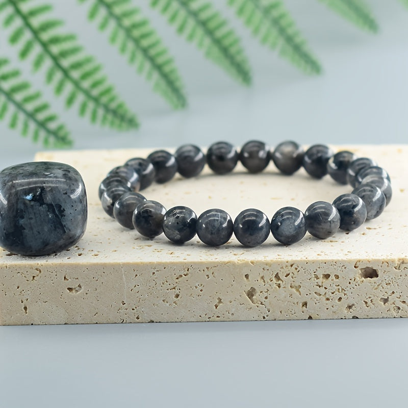 TEMU Stylish Men's Natural Stone Stretch Bracelet - Fashion Accessory, Casual Attire &