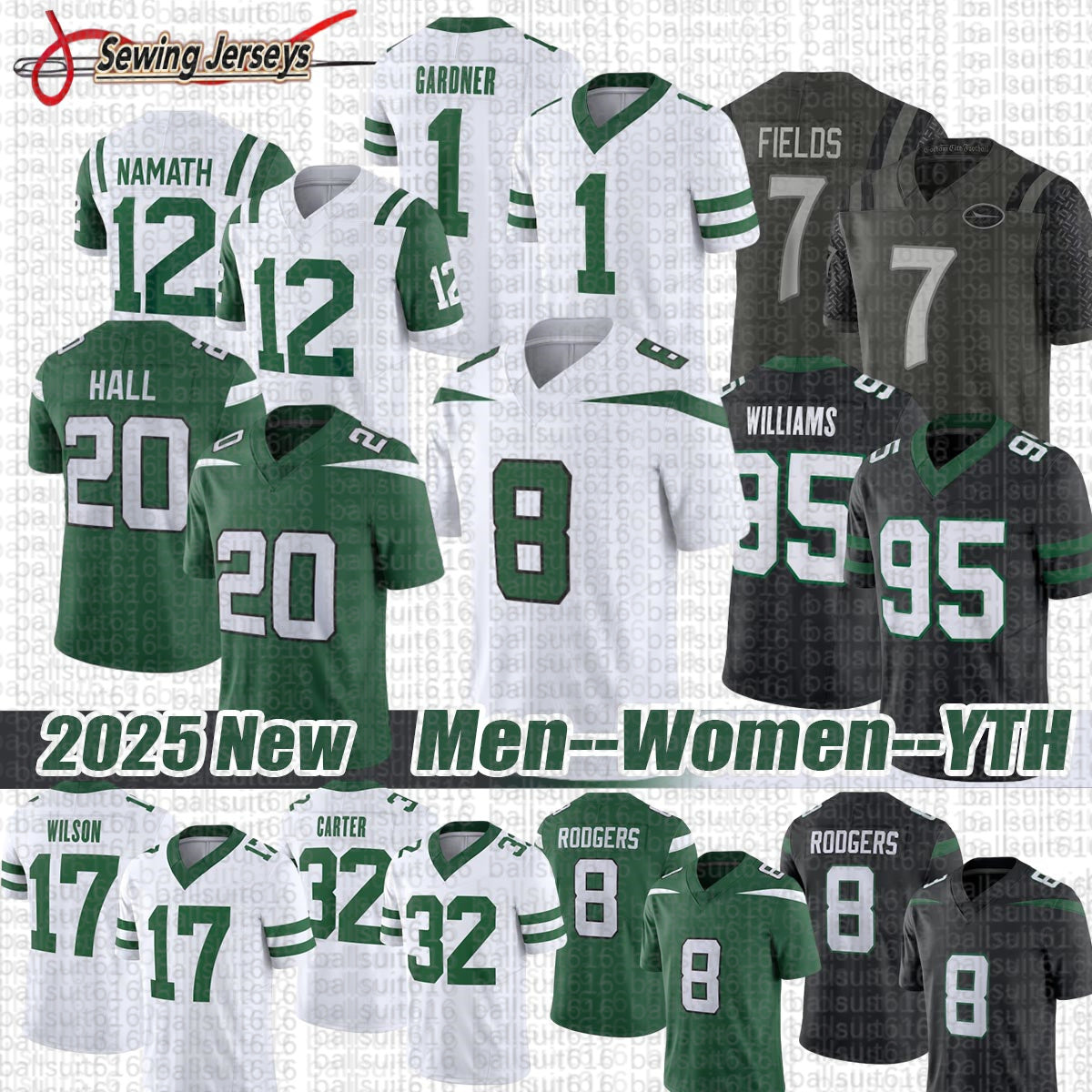 New York city ny JetsS jersey jetsJersey Garrett Wilson 7 Justin Fields Ahmad Sauce Gardner Quincy Quinnen Williams Breece Hall Joe Namath Football