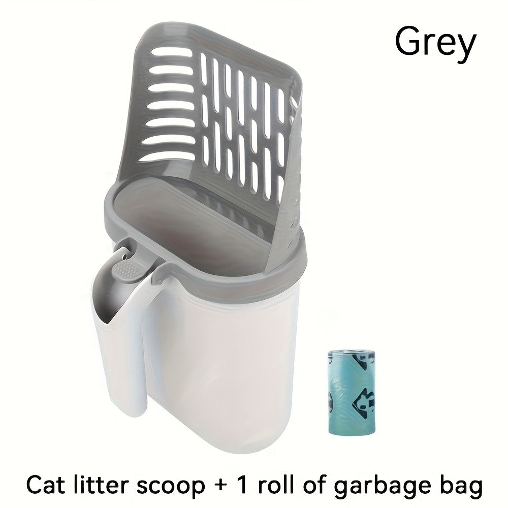 TEMU Pp Material Cat With 1roll Garbage Bag, 4rolls Garbage Bag Refill Set, Sturdy Deep Shovel Sifter For Cleaning, Suitable For All - Pet Litter Box