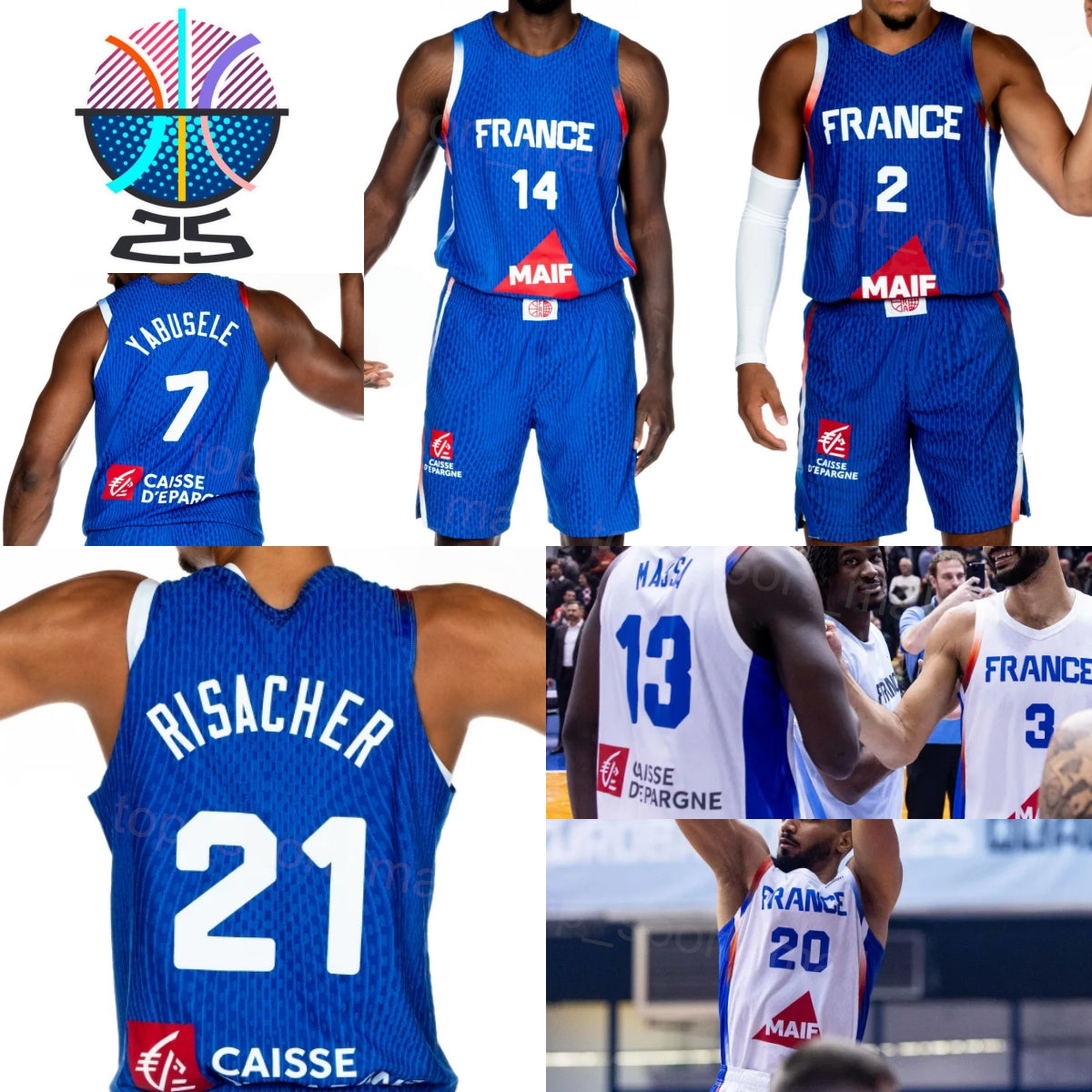 Print 2025 26 EuroBasket France Basketball Jerseys Victor Wembanyama 32 Evan Fournier Nicolas Batum Eli Okobo Guerschon Yabusele Luwawu-Cabarrot Men
