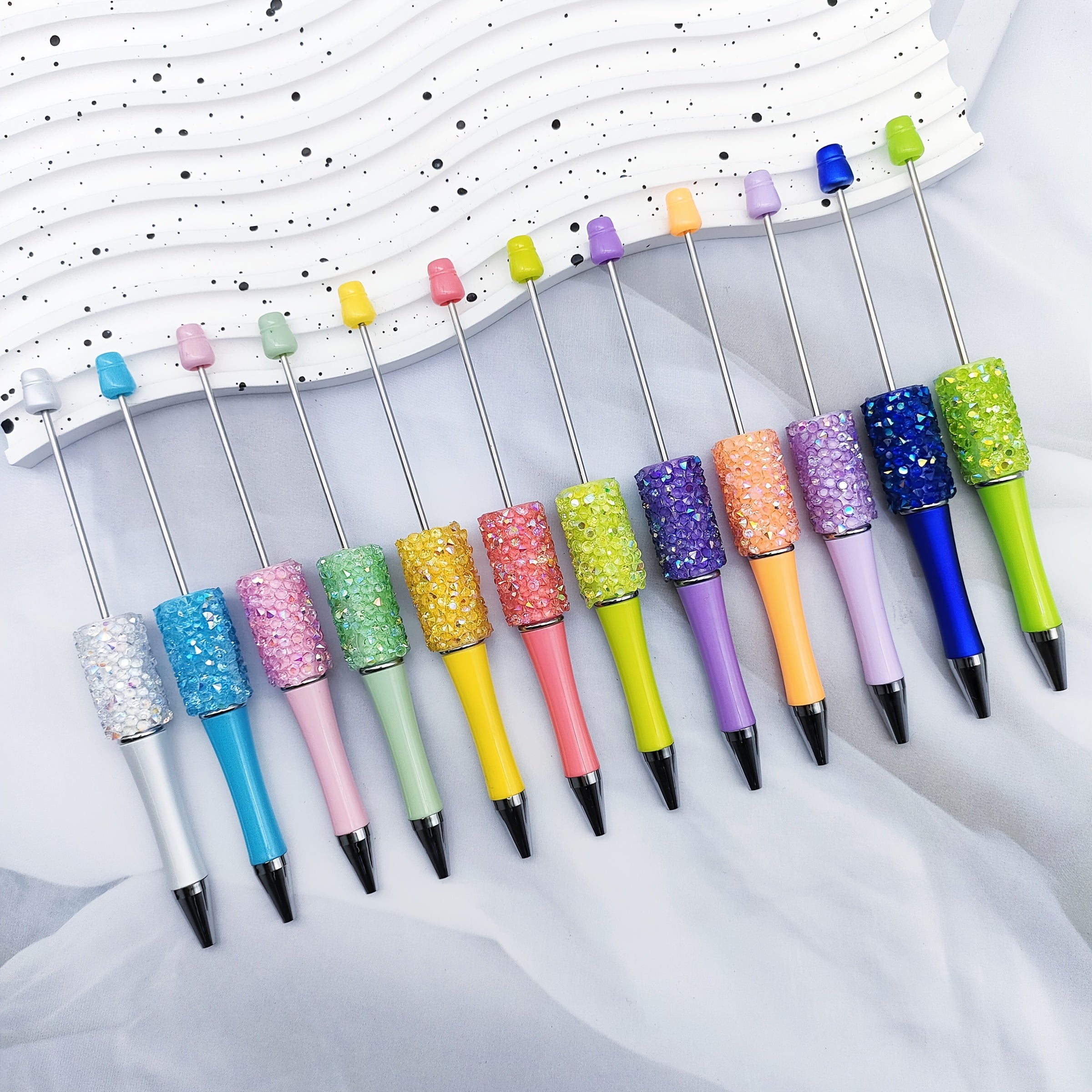 TEMU 12pcs-6pcs, 12pcs, 6pcs, Transparent Artificial Diamonds With Beautiful Pens To Form A , Unusual Textured Round Ballpoint Pen, Can Wear