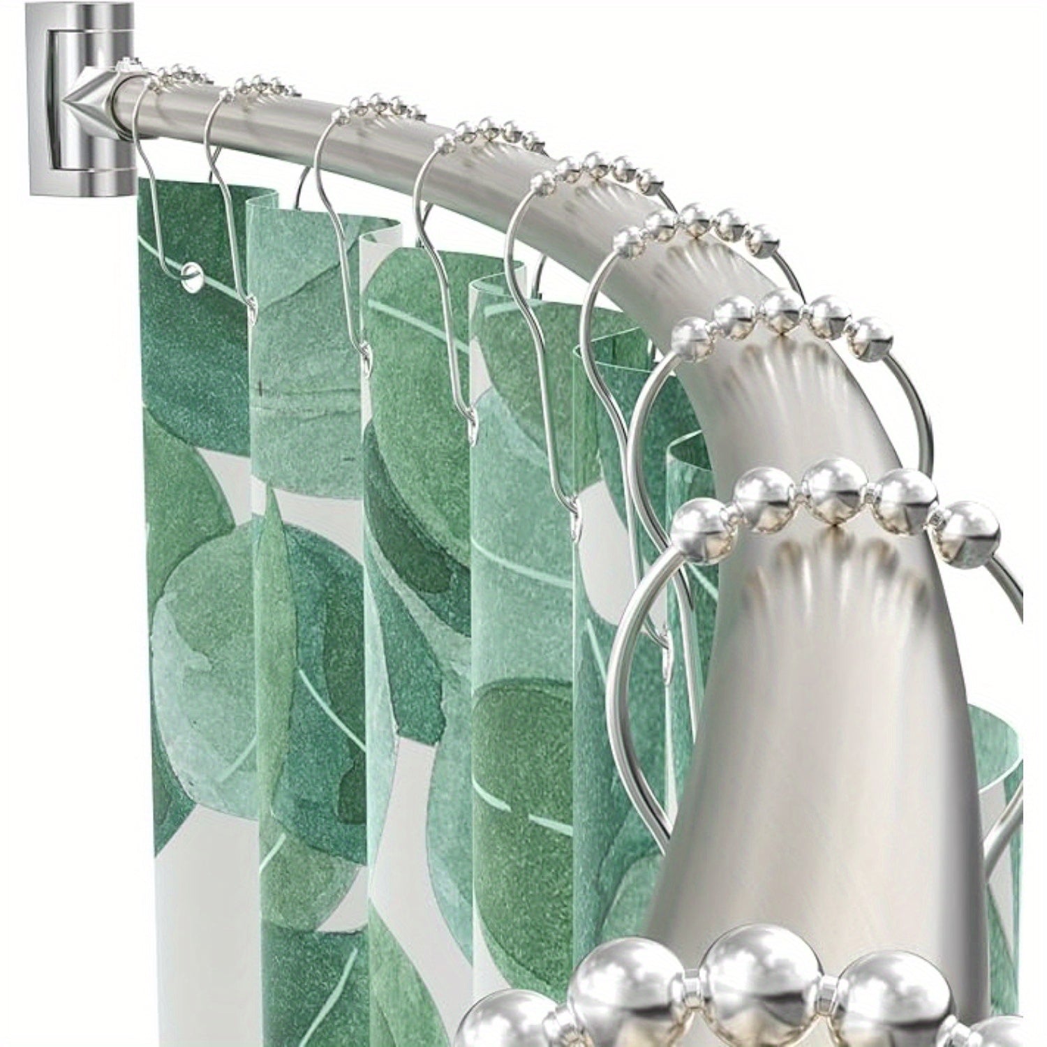 TEMU Curved Shower Curtain Rod 43-72 Inches Adjustable | Rustproof Aluminum Bath Rod | Round Shower Curtain Rod For Bathroom, Bathtub, Stall | Brush