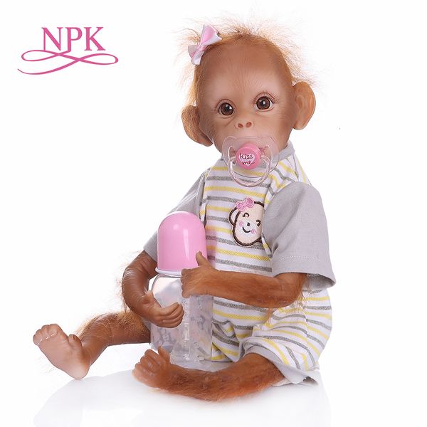 Dolls NPK 45CM handmade very detailed painting reborn baby Monkey orangutans collectible high quality art doll 230816