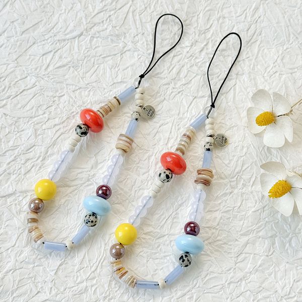 ddmygifts New beaded mobile phone chain, personalized large bead, multi-color women&#039;s rope bracelet, hanging tag pendant A