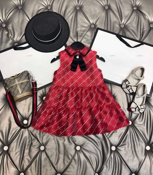 Fashion girls dress summer Scarf decoration Sleeveless dresses kids designer clothes lapel Dress Various styles Girls skirts