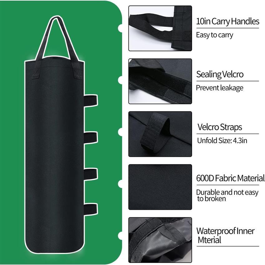 TEMU Large Black Sandbags For Instant Tent, Gazebo, And Outdoor Shelter Stability(without Sand), Gazebo Sandbags, Durable Fabric Bag, Tent Weights, ,