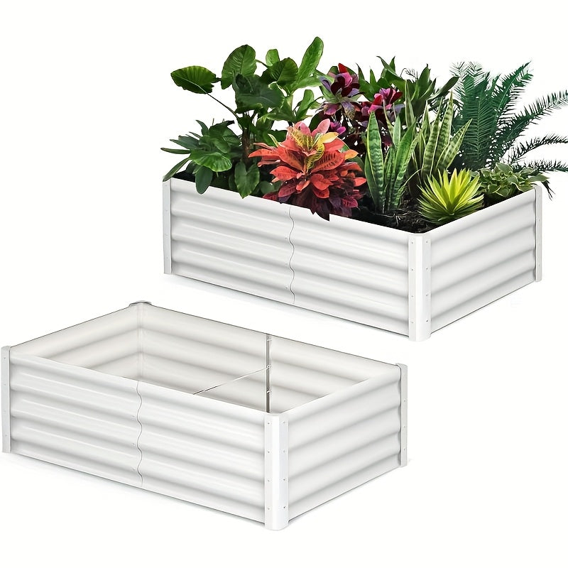 TEMU Raised Garden Bed Set Of 2, 6x3x1ft Galvanized Raised Garden Bed, Outdoor Large Planter Raised Beds Open Base With Safety Edge And Glove For