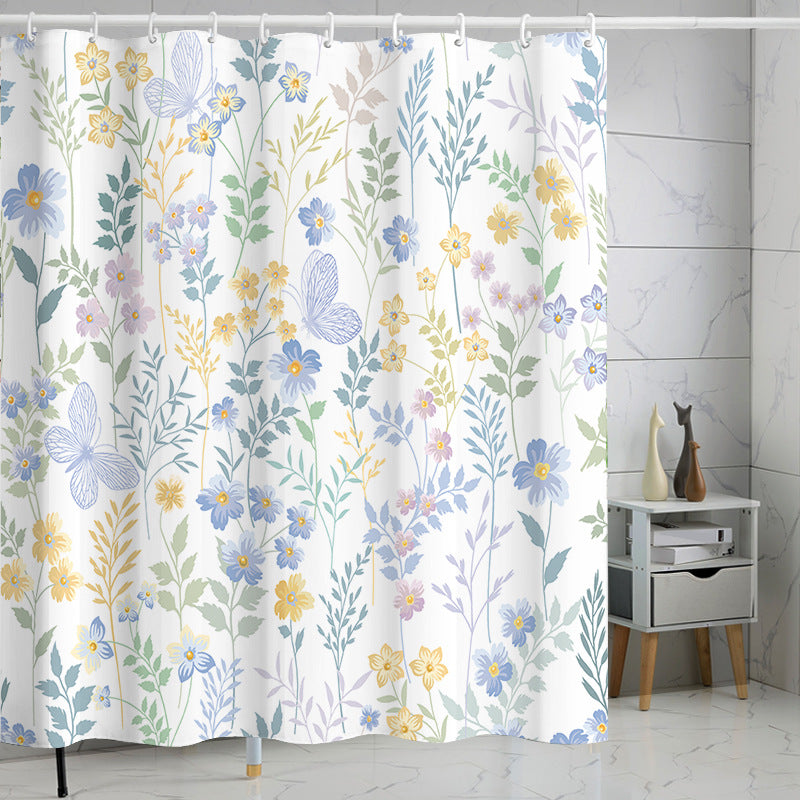 YL-37359 Waterproof Shower Curtain 3D Printed Tropical Jungle Plant Leaves and Flowers Season Polyester Shower Curtain with Hook