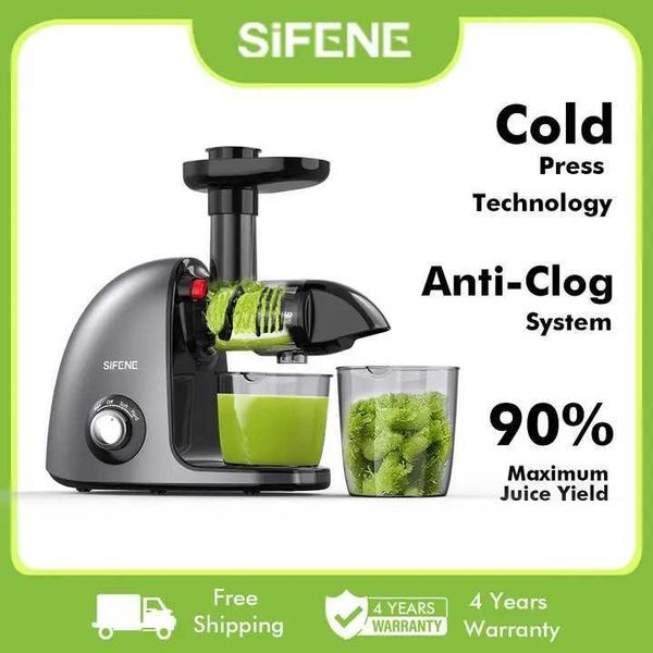 SiFENE slow juicer fruit and vegetable cold juicer high-yield juicer quiet motor and chlorine resistant easy to clean grey B240809