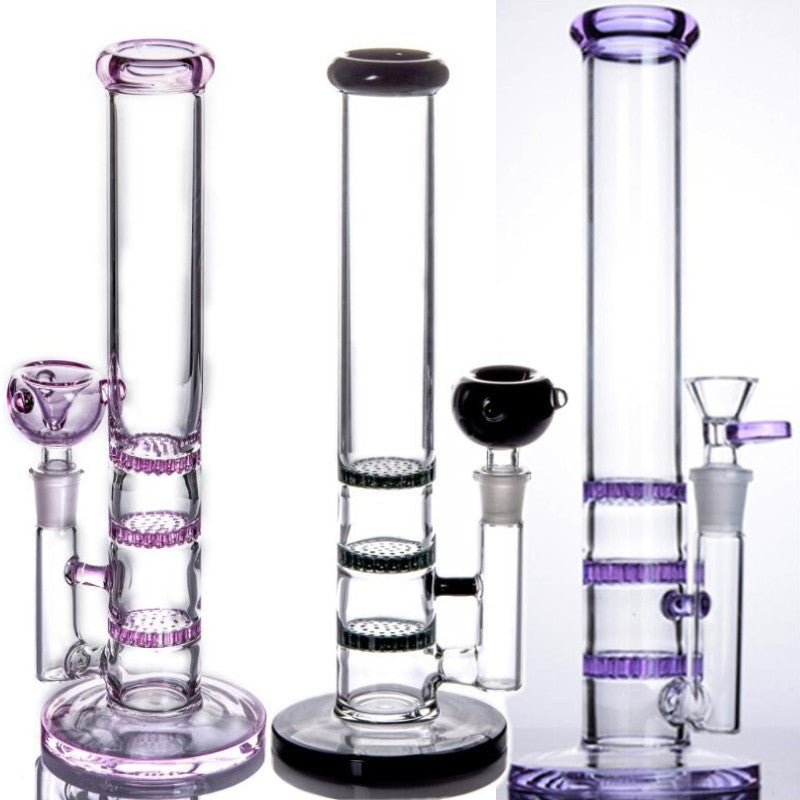 glass tube bongs water hookahs pipes purple pink bong oil dab dabber rig rigs 14mm joint flower bowls