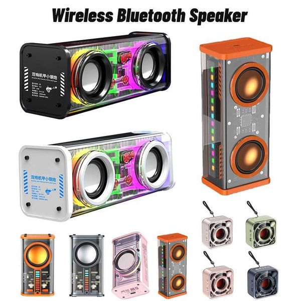 Loudspeaker box V8-K07 Transparent Mecha Music Speakers 5.0 Wireless Subwoofer TWS RGB Light Portable Speaker Mini Party Loudspeaker Z241128