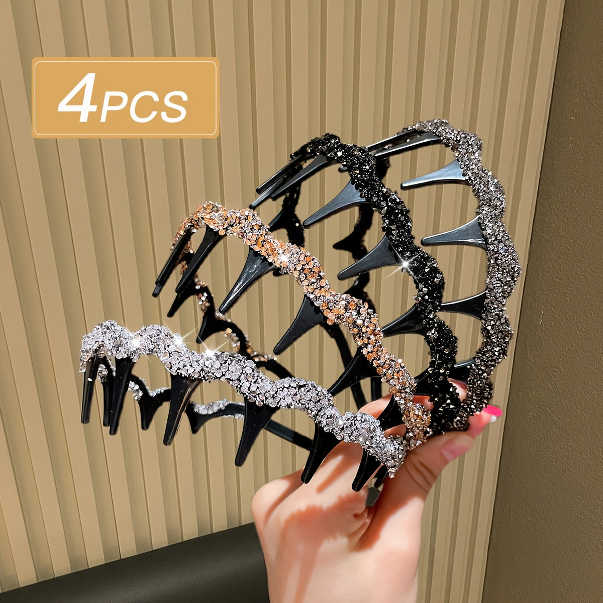 TEMU 4pcs Women's Fashion Headbands In Assorted Colors - Elegant U-shaped Hair Hoops With Accents, Parties And