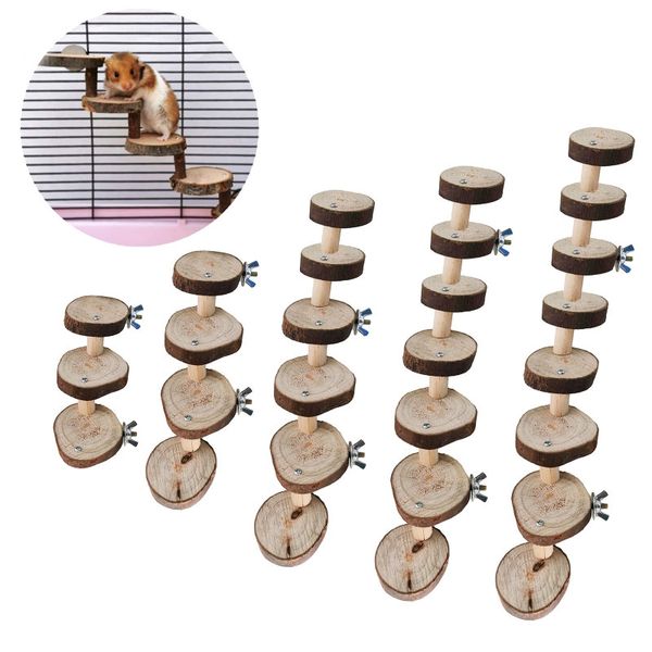 3-4-6-7-8 Steps Hamster Wooden Ladder Small Animals Climbing Ladder Toys Bird Parrot Stand Perches Stair Pet Cage Accessories