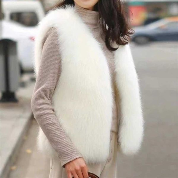 Fur Outerwear Gilet 2024 New Winter Female ImitationFox Fur Vests Coat Winter Warm Waistcoat Fur Vest Jacket Sleeveless CoatXJ241205