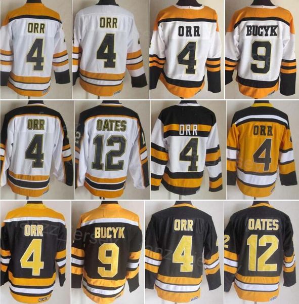 Man Vintage Hockey 9 Johnny Bucyk Jersey Retro Classic 12 Adam Oates 4 Bobby Orr 16 Derek Sanderson 75 Anniversary CCM Retire Embroidery Bla