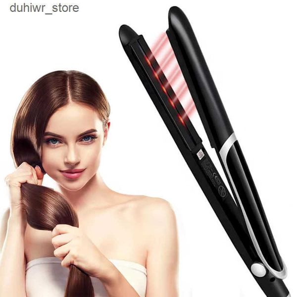 Hair Straighteners Infrared Fast Heating Hair Straightener Professional Ionic Ceramic Tourmaline Plates Ptc Hair Straightener J241128