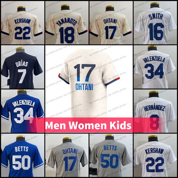 Youth Baseball Jersey Yamamoto Julio Urias Valenzuela 3 Chris Taylor Smith Ohtani Kids Women Jerseys Blue White Robinson Betts Jerseys City