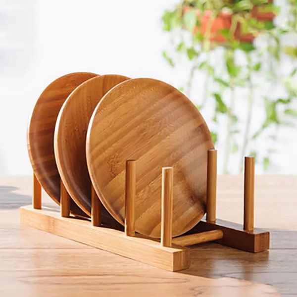 Pot Lid Holders Kitchen Drainer Rack Dish Pot Lid Bamboo Rack Dishes Plate Drying Drainer Storage Shelf Pan Cover Stand Kitchen Organizer Ho