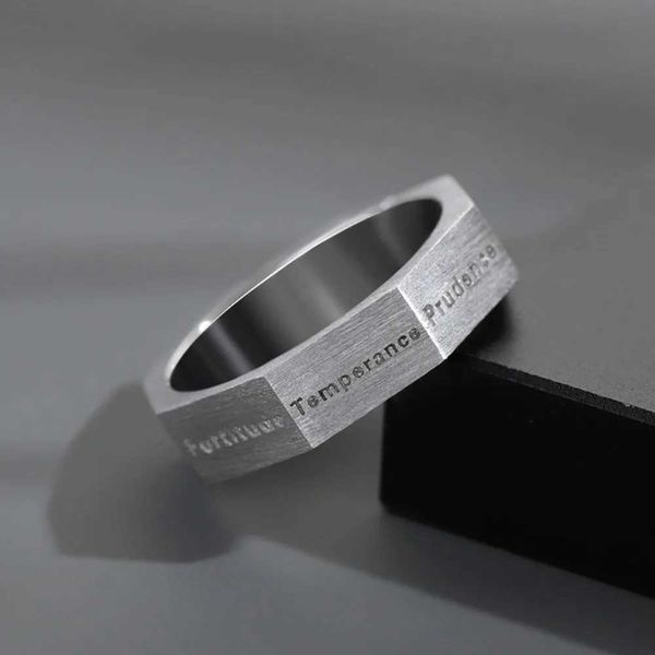 Band Rings New Simple Fashion Trend Seven Virtues Ring Mens Trend Personalised Punk Ring Niche Retro Hip Hop Street Party Jewellery Gift J24