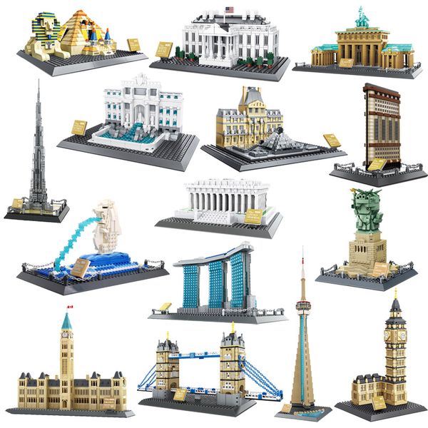 DIY Model Building Blocks Kits Famous World Architecture Buildings Models Ornaments Puzzles Bricks Kids Intelligence Learning Educational To