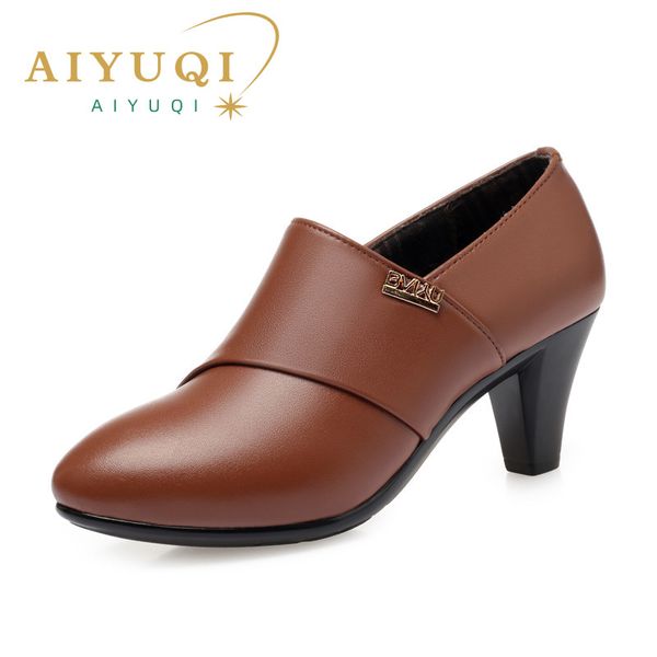 2024 AIYUQI Fashion Autumn New Genuine Leather Female Office High Heels Shoes For Women e572