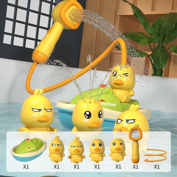 Sand Play Water Fun Baby Bath Toys Cute Duck Electric Water Spray Bathroom Bathing Toys Kids Bath And Shower Bathtubs Interactive Toddler To