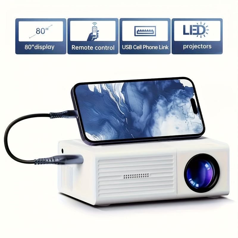 TEMU Mini Projector Native 1080p, Us Plug, Birthday- Holiday Gifts, Can Movie, Gaming Experience, Suitable For Outdoor- Living Room- Office- Home