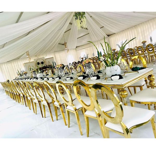 O Shape Stainless Steel Chairs Wedding-Banquet Changeable Gold Dining Chair Bridal Shower Decor Wedding Events Decor Birthday Party Decor