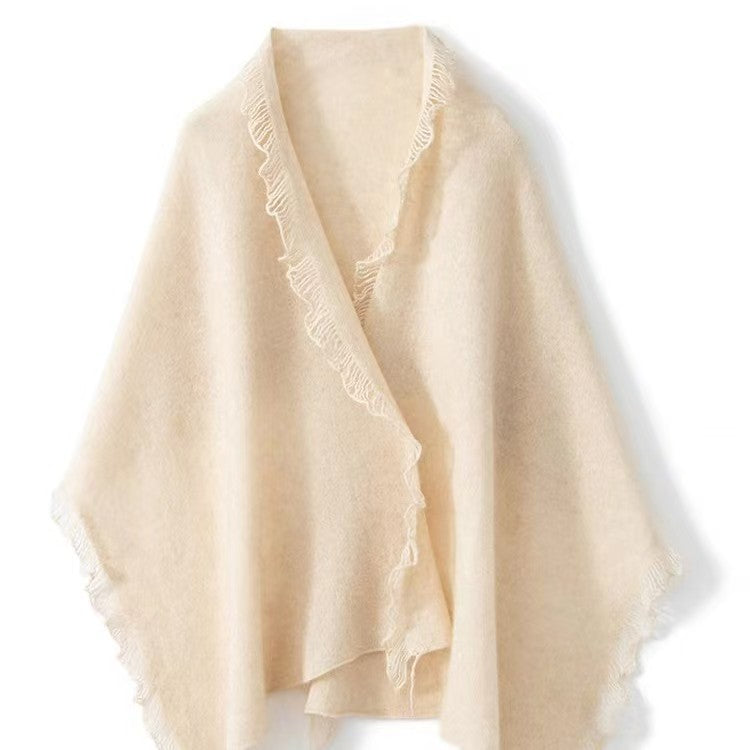 K1071 100% pure wool shawl for women, enlarged and widened lace tassel scarf for women, warm neckband for autumn and winter, cheongsam outerwear