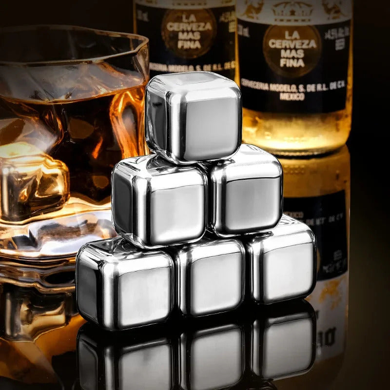 2025 304 Stainless Steel Frozen Ice Cubes Ice Cubes Boxed Set Reusable Metal Chilled Ice Balls Whiskey Beer 250428