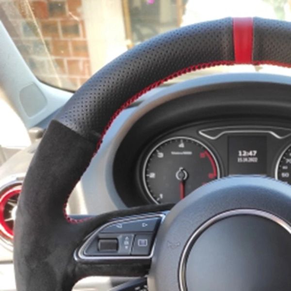 Anti-Slip Suede Leather Car Steering Wheel Cover For Audi A3 8V A1 8X Sportback A4 B8 Avant A8 D4 A6 C7 A7 G8 A5 8T Q3 8U Q5