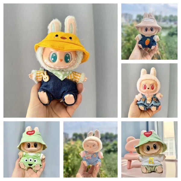 Doll Apparel 17cm Mini Plush Dolls Roupas Acessórios para roupas para a Coréia Labubu I II Dolls de ídolos Sit Party Macacys Clothing Presen