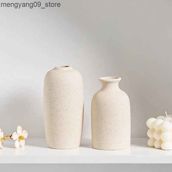 Vases INS Ceramic Vase White Flower Pot Nordic Decorative Vase Dry Flower Vases for Home Living Room Desktop Decor J241210