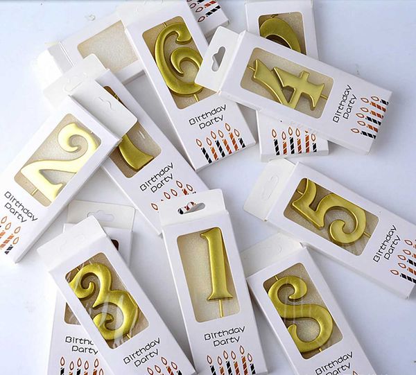1Pcs Gold Happy Birthday Number Cake Candles 0 1 2 3 4 5 6 7 8 9 Cake Topper Kids Girls Boys Bar Baby Party Supplies Decorations Y240815