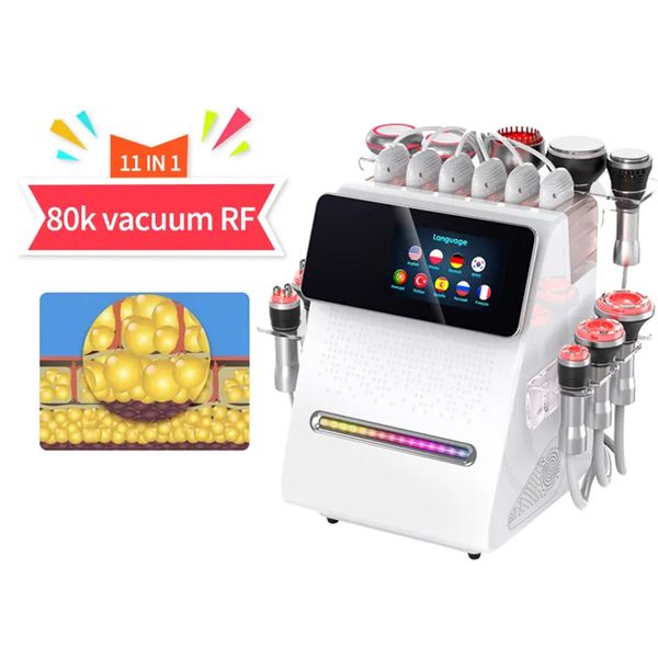 Newest 80K 11 in 1 Radiofrequency Vacuum RF Ultrasonic Loss Weight EMS Fat Cavitation Body Slimming Machine Salon Beauty Equipment With Lase