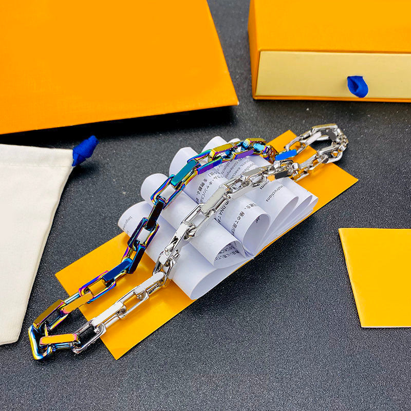 Couple chain necklace luxury jewelry designer hypoallergenic link necklace plated 14 k gold necklace for women retro choker love necklaces for girls