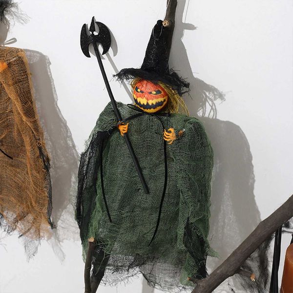 Halloween Cute Pumpkin Head Doll Cute Ghost Witch Figurine Trick Or Treat Decorations Suitable for Outdoor IndoorM240817