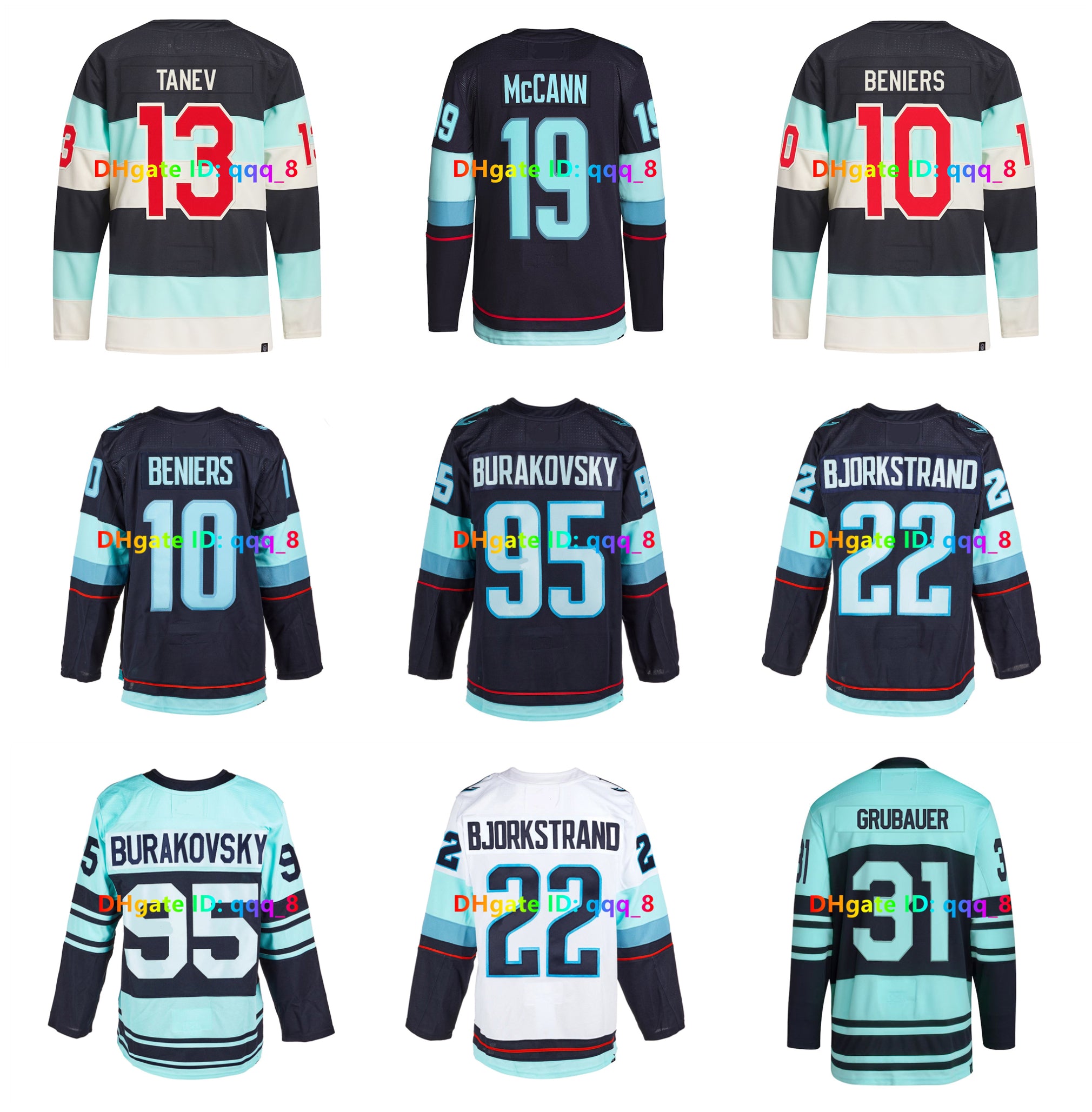 Matty Beniers Yanni Gourde Kraken Hockey Jersey Winter Classic Philipp Grubauer Eberle Oliver Bjorkstrand Jared McCann Brandon Tanev Jaden Schwartz