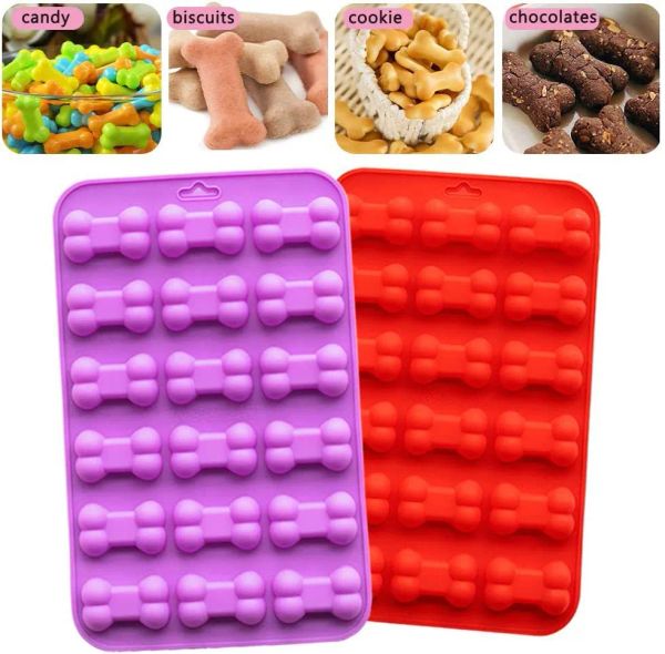 50pcs 18 Units 3D Sugar Fondant Cake Dog Bone Form Cutter Cookie Chocolate Silicone Molds Decorating Tools Kitchen Pastry Baking Molds DH669