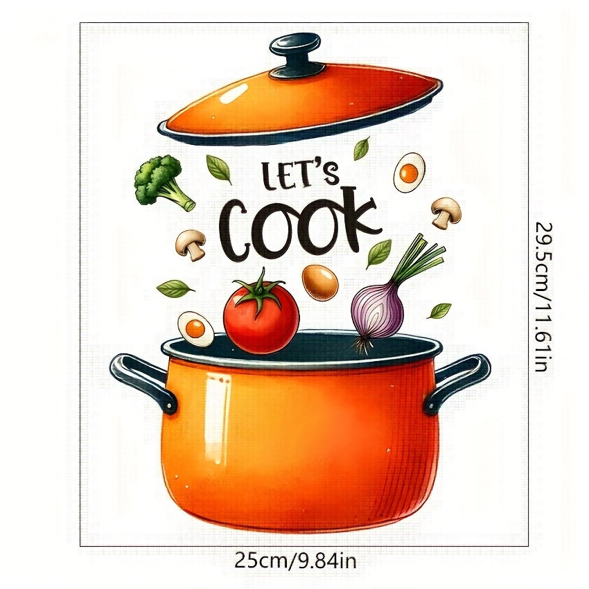 TEMU 1pc Waterproof Self-adhesive Decoration Sticker - Vibrant "" Design With Colorful Vegetables & Utensils, Bathroom, Toilet, Or Kitchen Home Decor