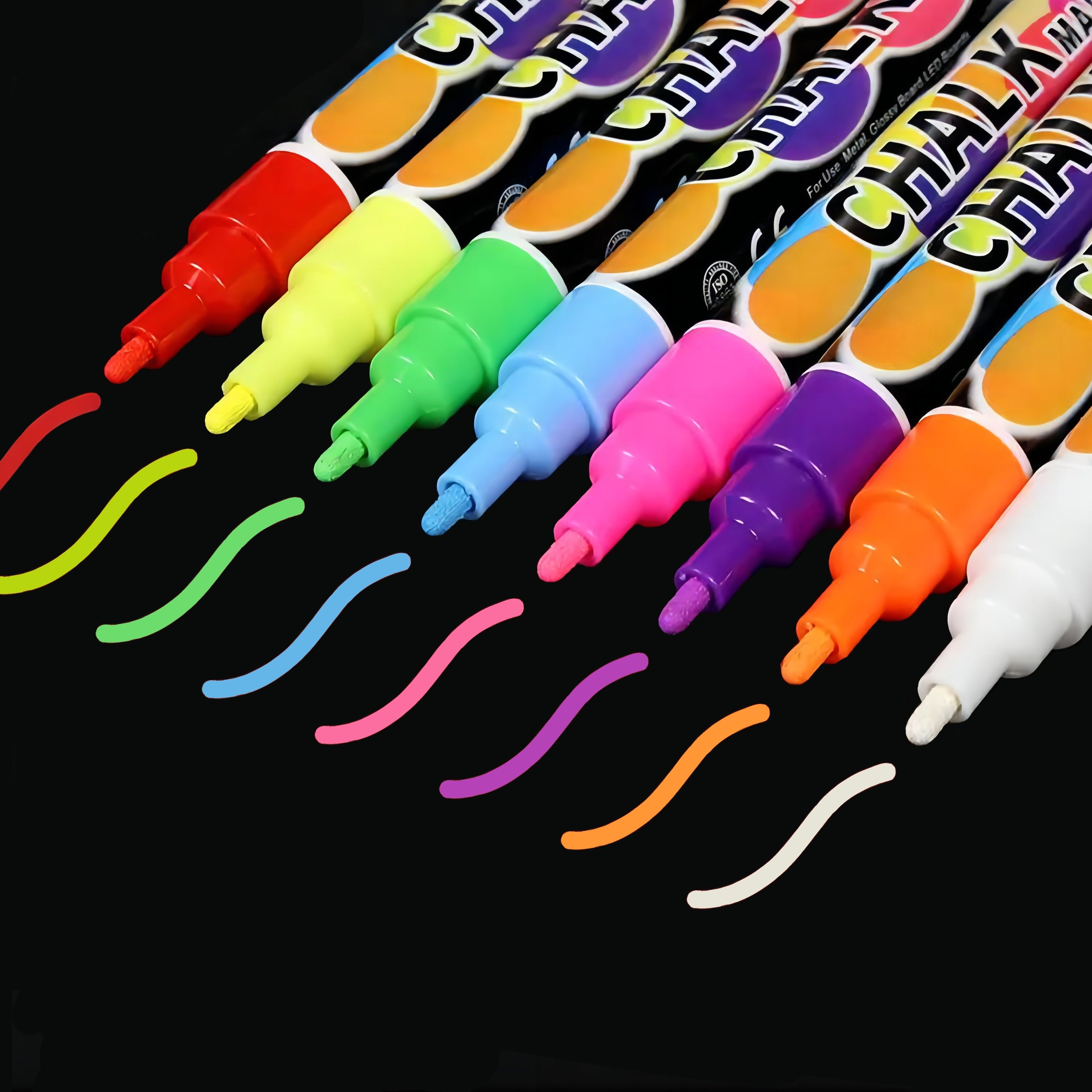 TEMU Halloween Gifts Chalk Markers - 8 Vibrant, Erasable, Non-toxic, Water-based, Reversible Tips, Chalkboard Markers For Businesses, Restaurants,