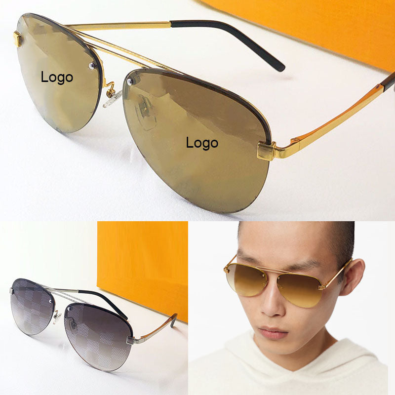 Clockwise sunglasses metal elements colored gradient mirror Designer glasse Z1020 men women Rimless shape Double bridge suitable Fashion driving fis