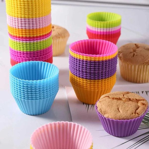 12pc-Set 7cm Silicone ffin Cups Kitchen Cooking Bakeware Maker Food Grade Baking Cake Cups Oven Air Fryer Special Cake Molds Z250116
